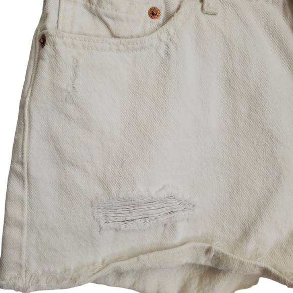 EUC Levi's Distressed Button Fly White 501 Denim Jean Shorts - Picture 3 of 11